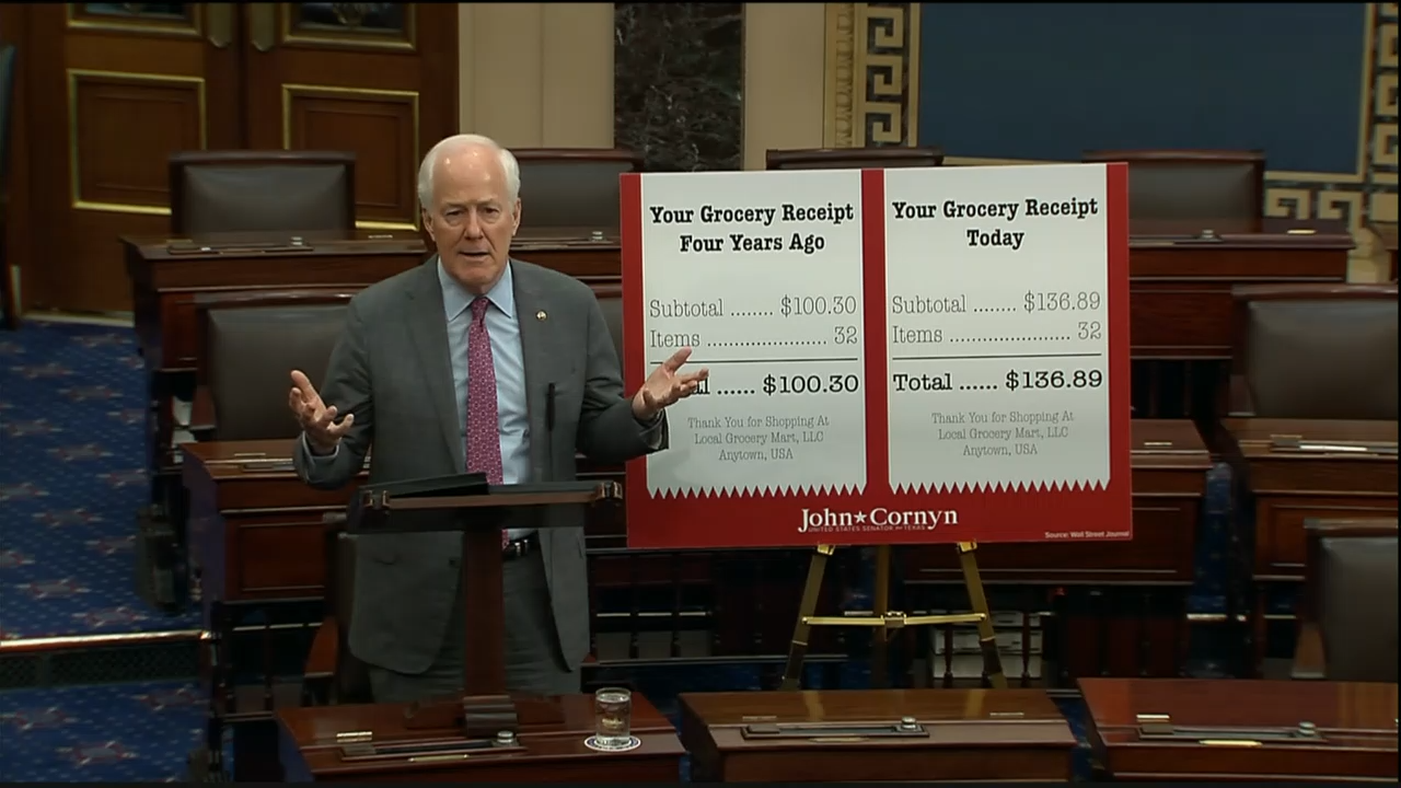 Cornyn: Biden Has No Plan To Reduce Inflation 